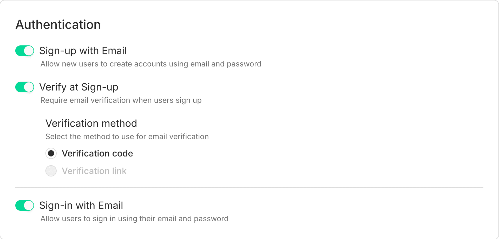 Email OTP verification code setting