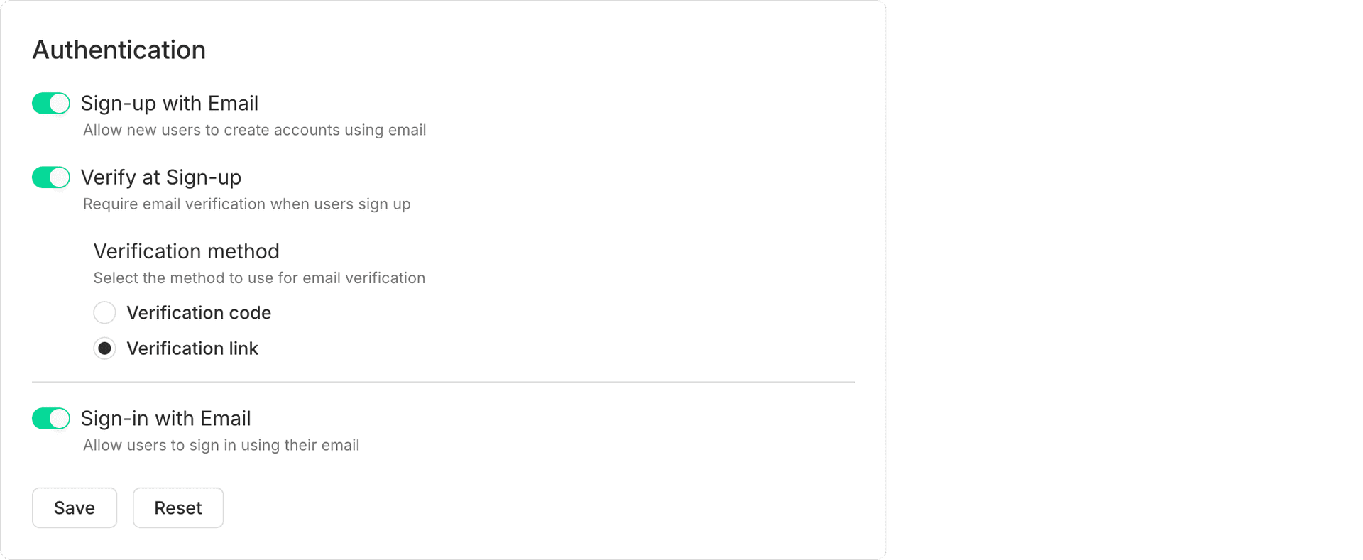 Email verification settings in Neon Console