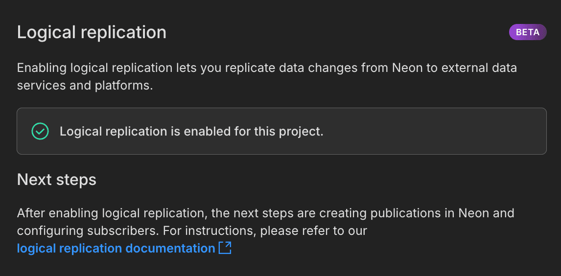 Enable logical replication