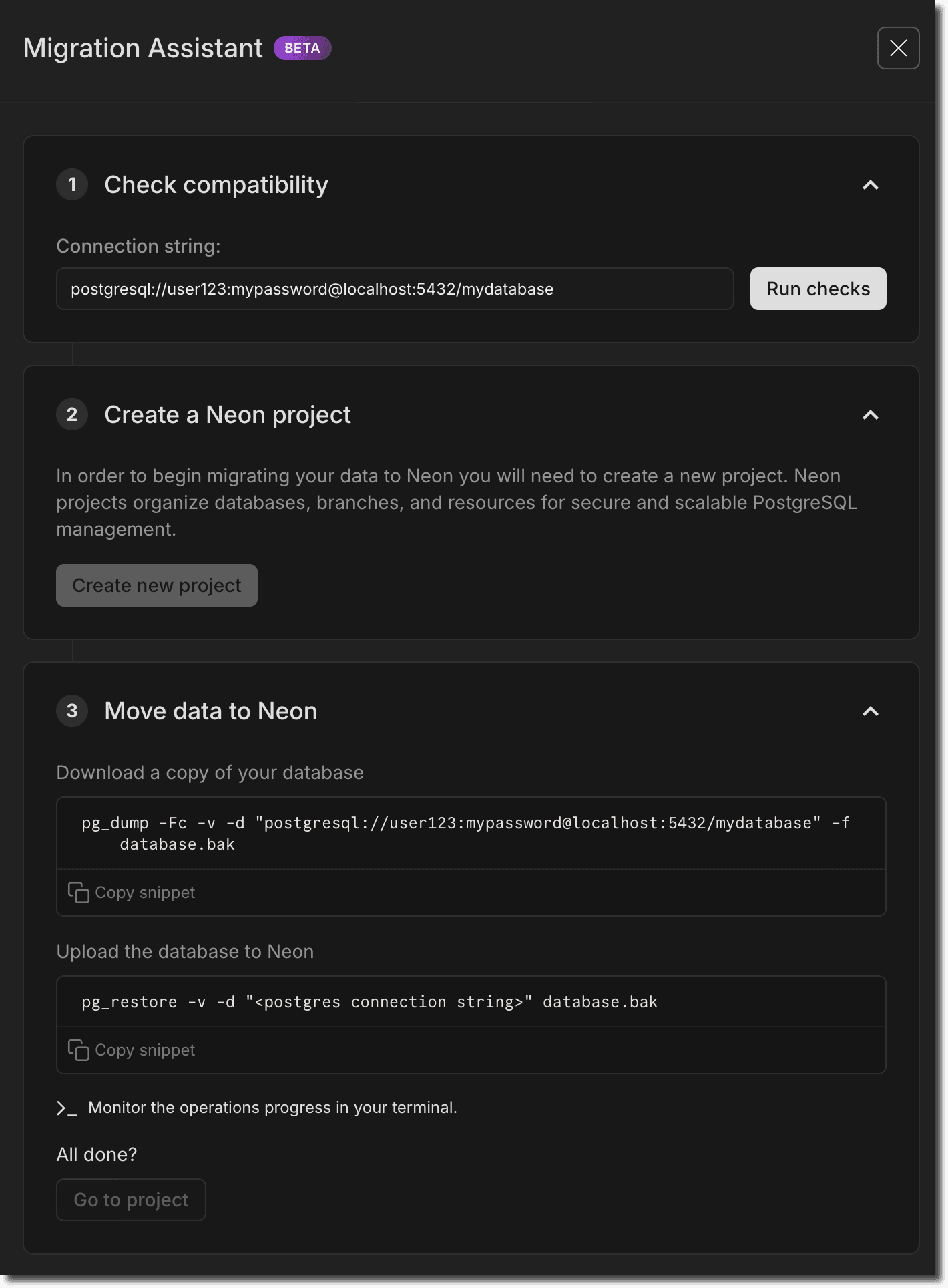 Import Data Assistant interface