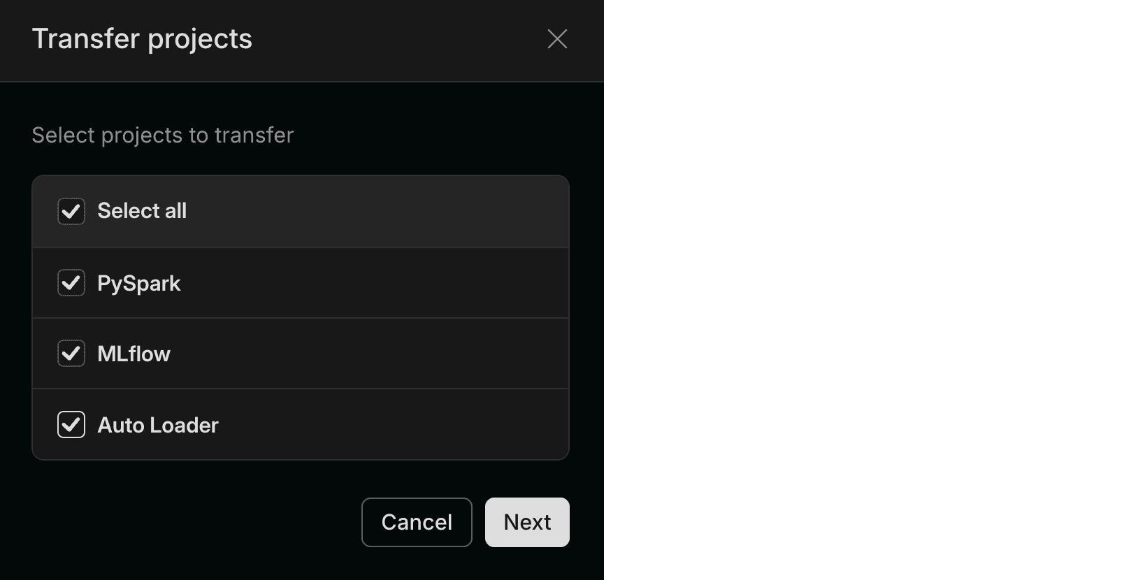 multiple project transfer