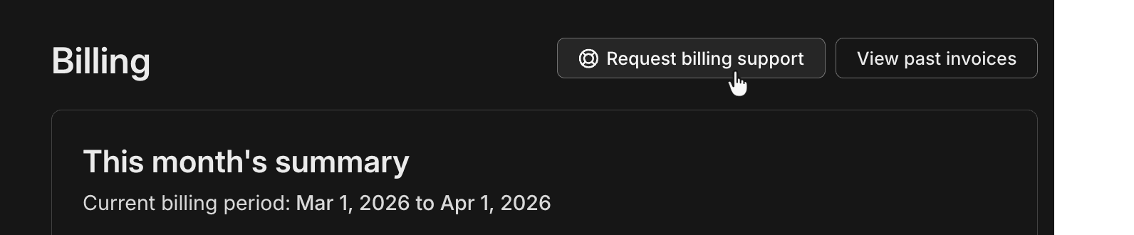 Request billing support button