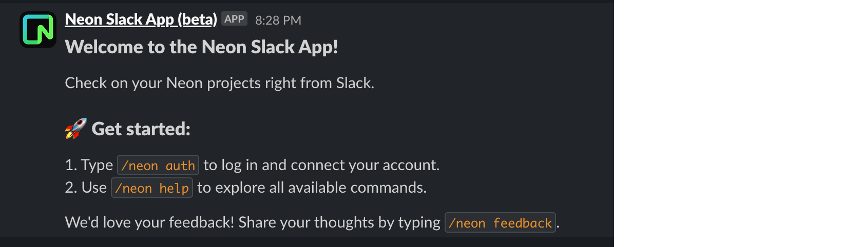 Neon App for Slack