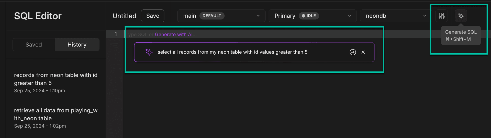 Query with Neon's SQL Editor - Neon Docs