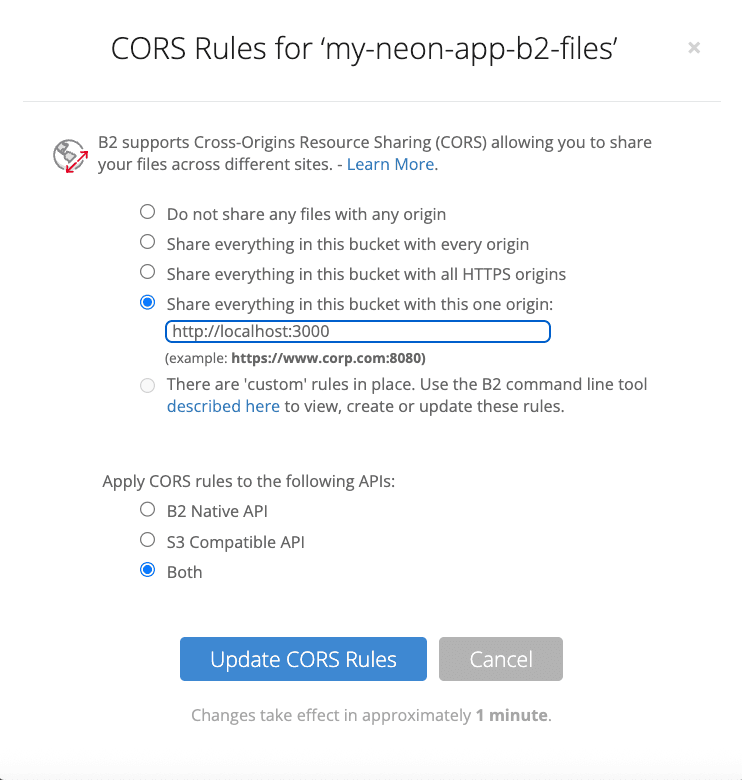Example CORS configuration