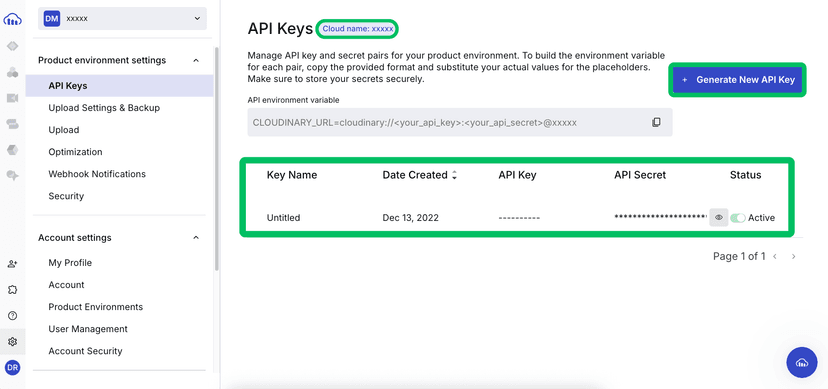 Cloudinary API Key