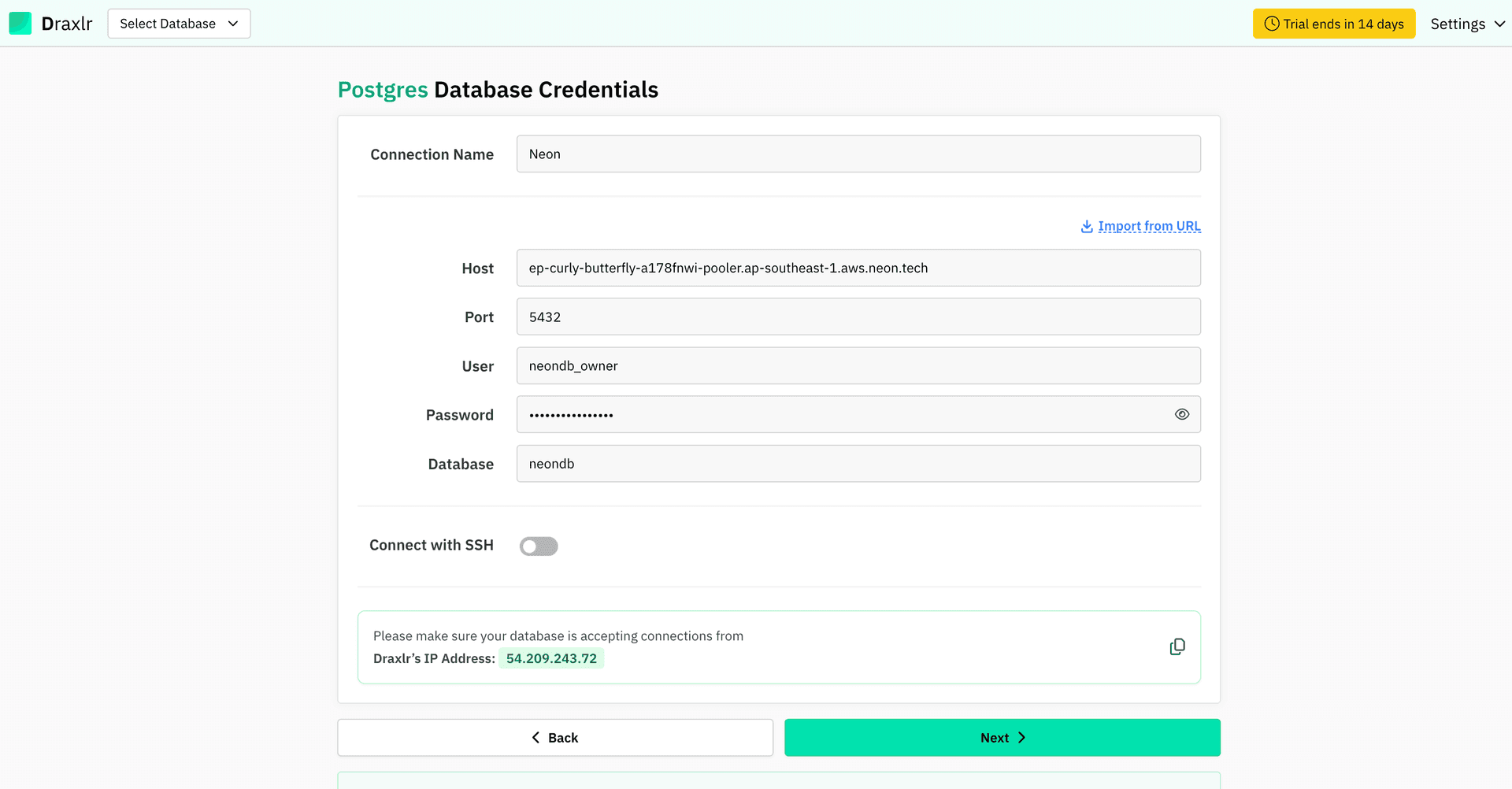 Adding connection details
