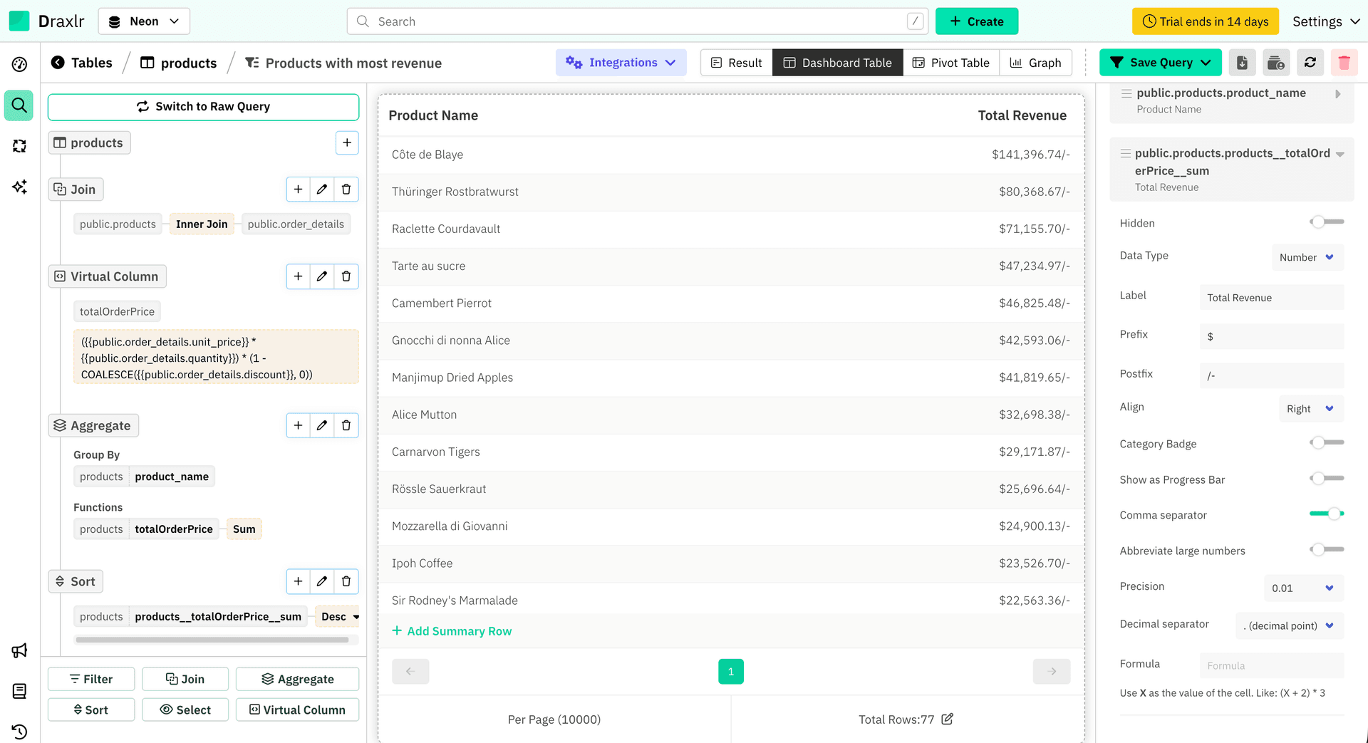 Draxlr Visual Query Builder