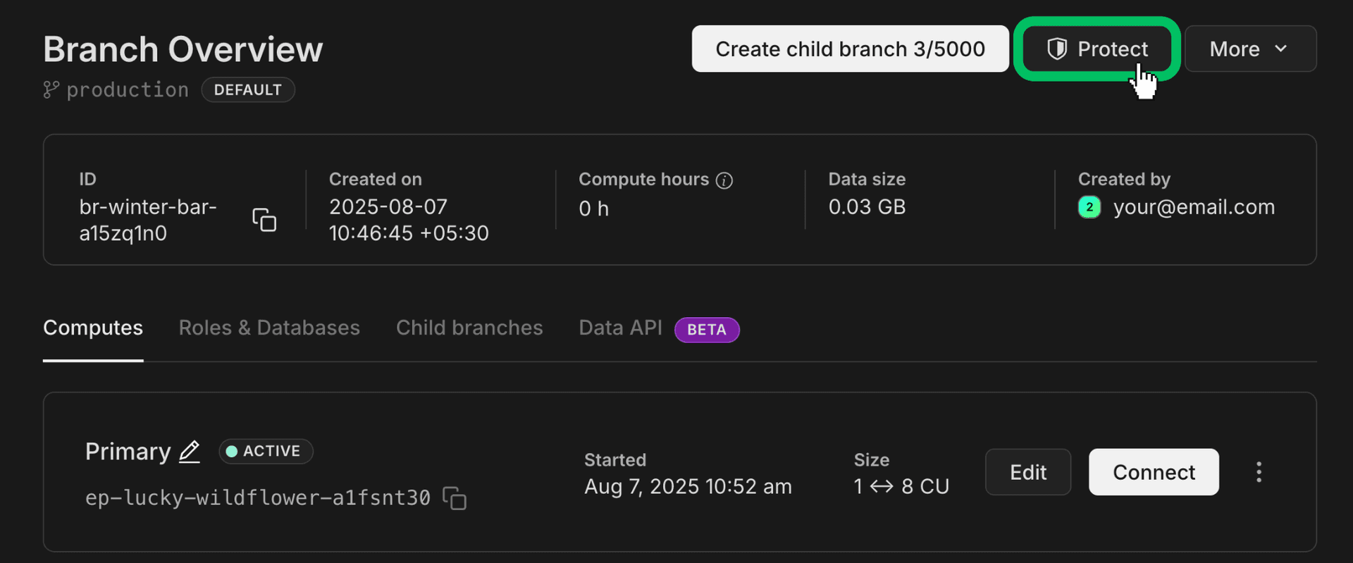 Protect branch button