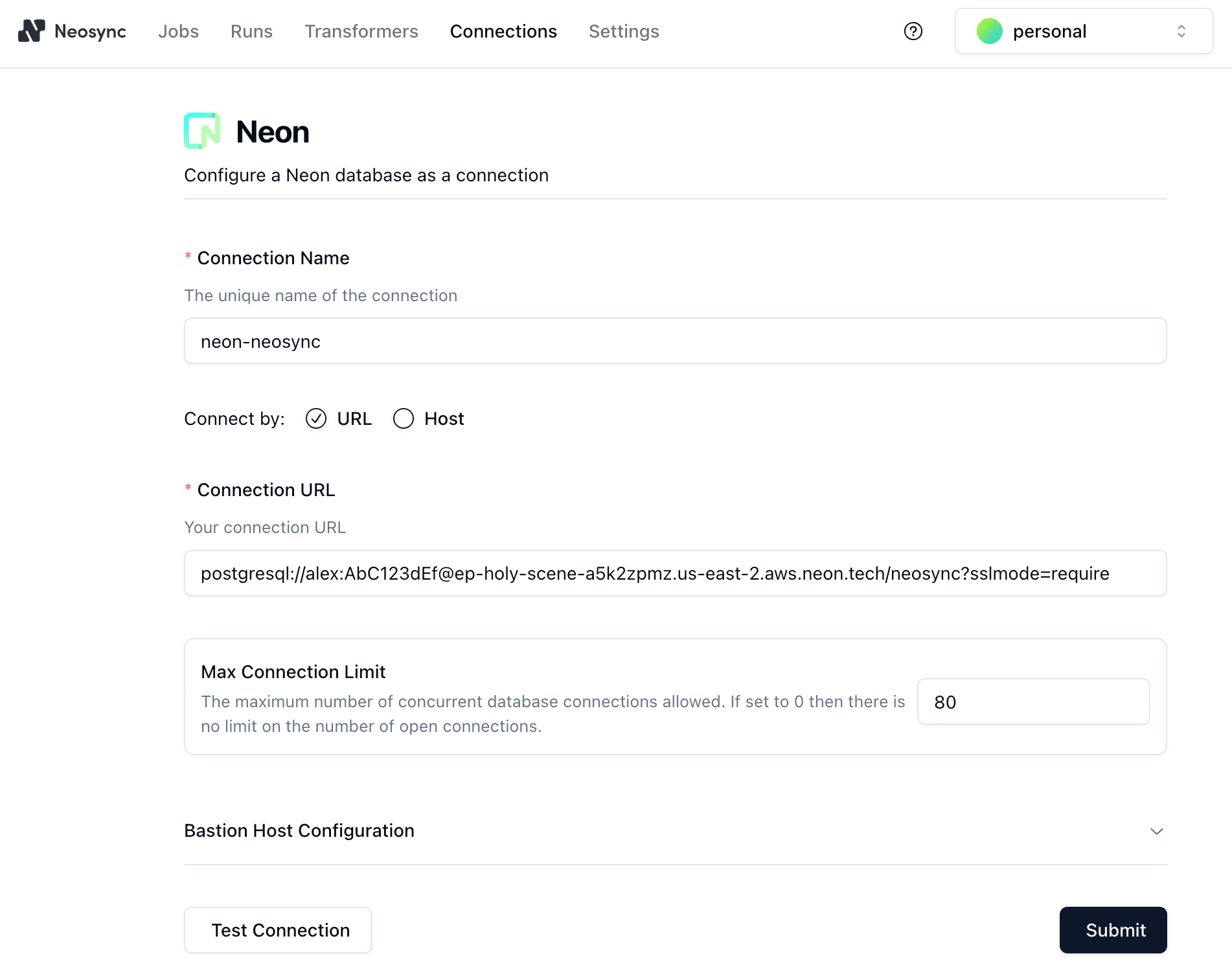 Test Neosync Neon connection
