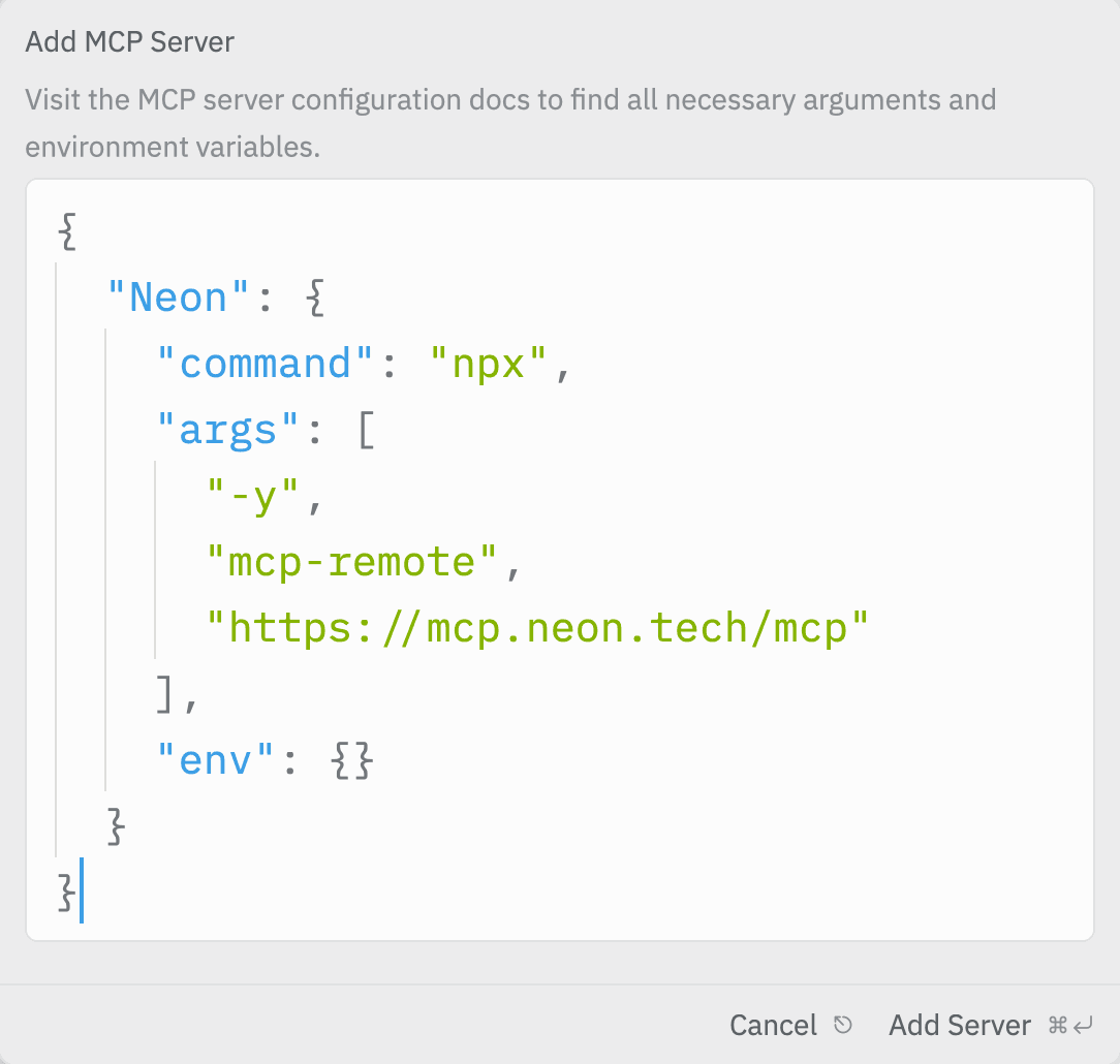 Zed add Neon Remote MCP server