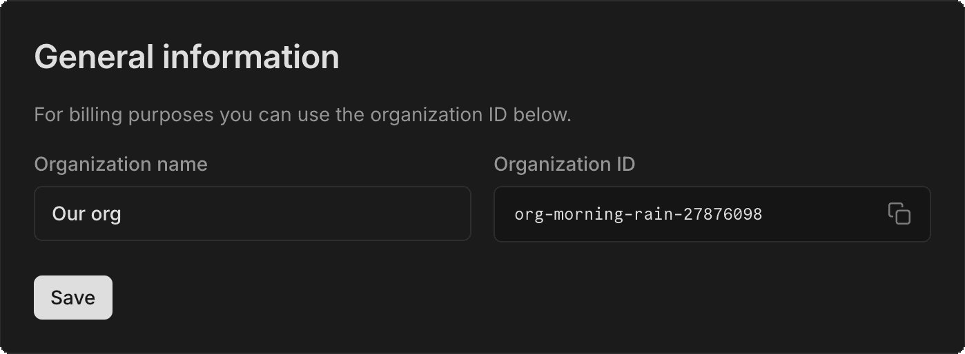 organization settings