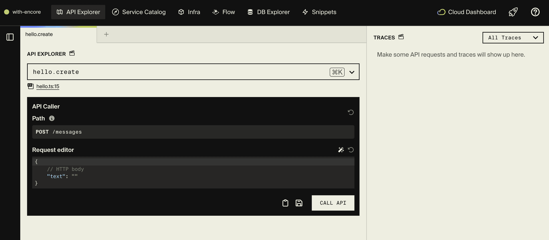 Encore local development dashboard