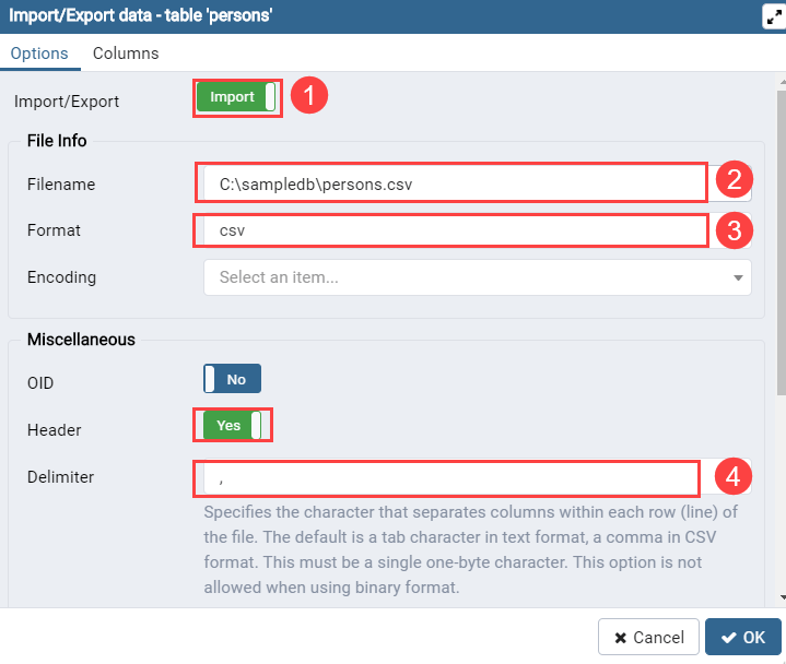 Import CSV File Into PosgreSQL Table