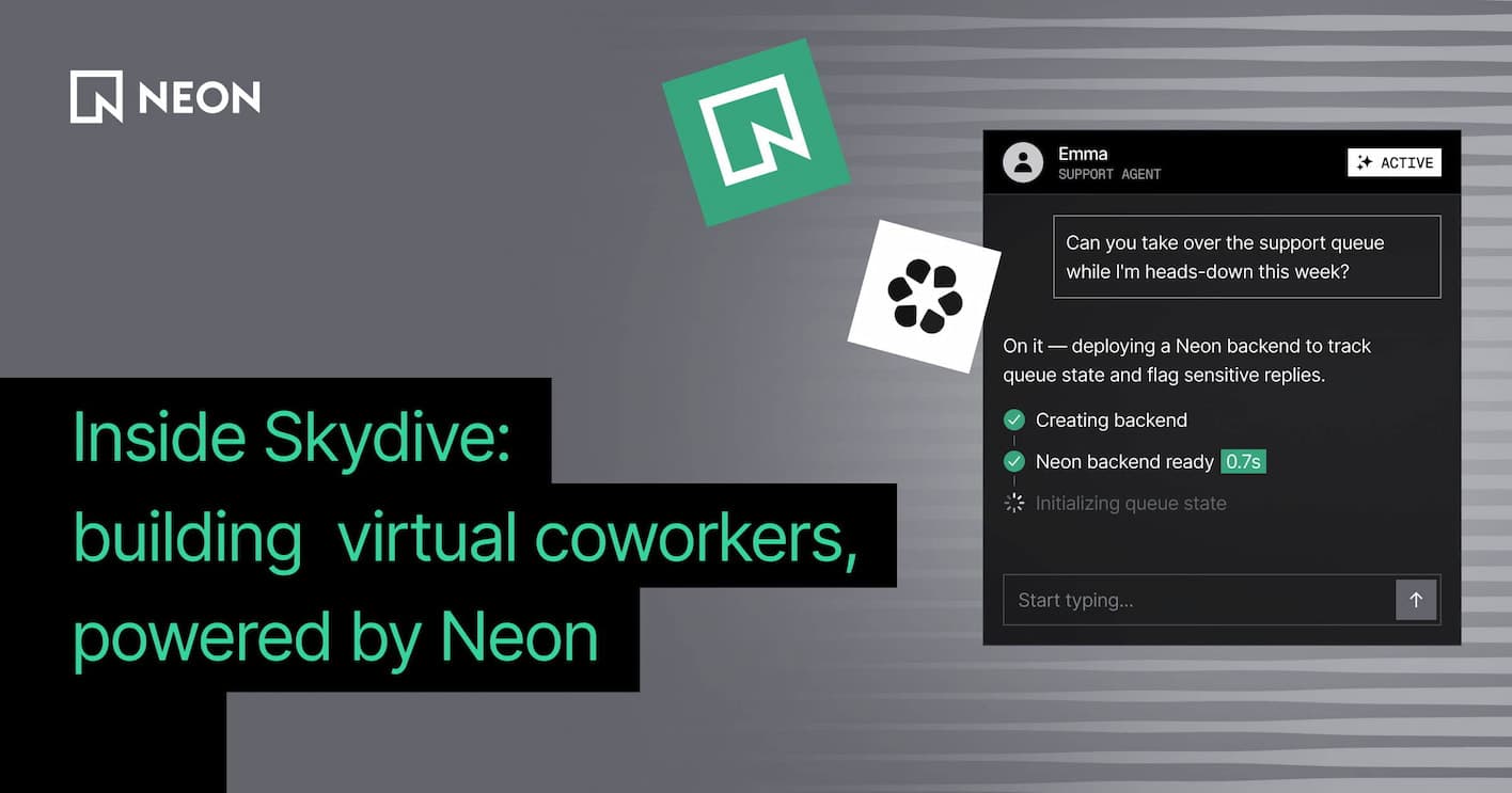 Skydive virtual coworkers powered by Neon