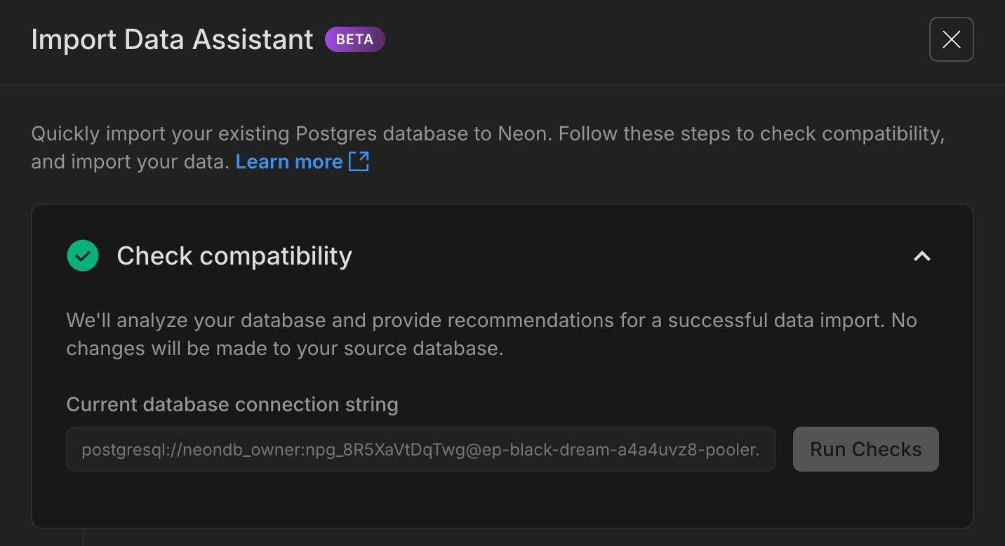 Import Data Assistant wizard