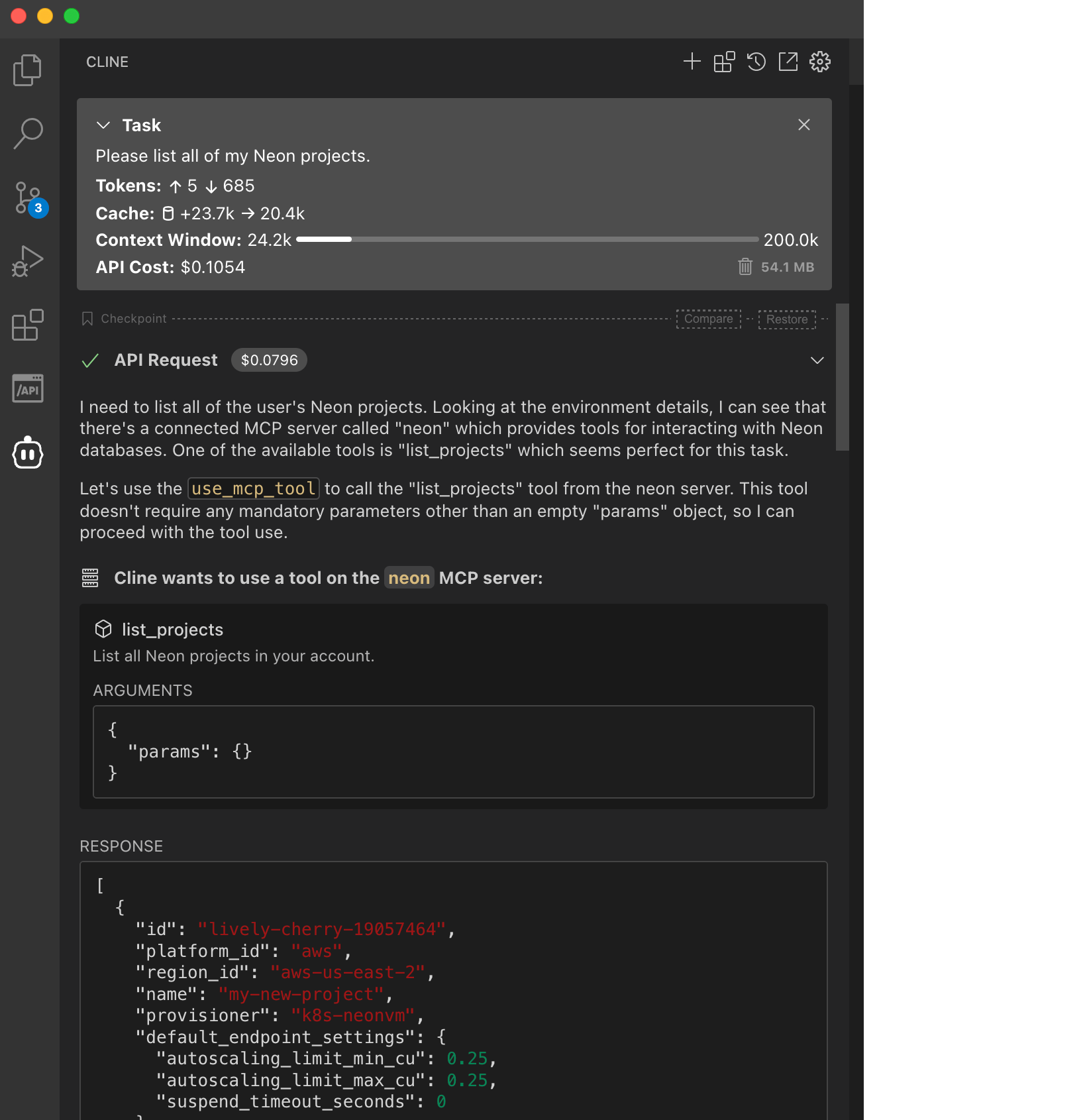 Neon MCP server on cursor